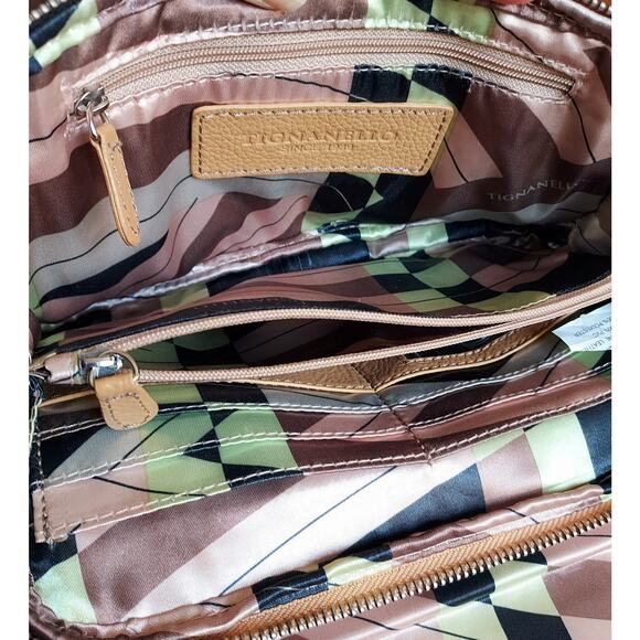 Tignanello Pebbled Leather Crossbody Purse Bag Handbag Storage Camel Tan Beige - Picture 6 of 7